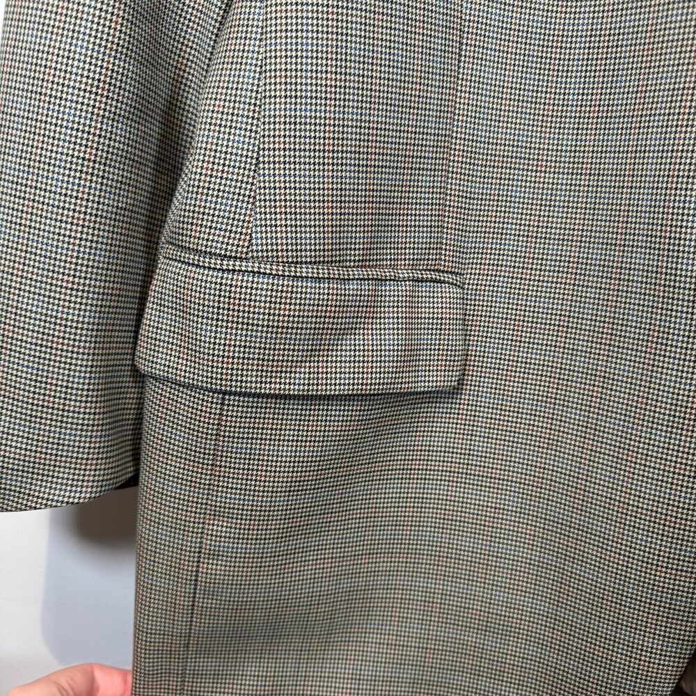 Joseph Abboud Blazer 100% WOOL Geometric Check Brown Jacket Sport Coat 44R - Picture 6 of 13